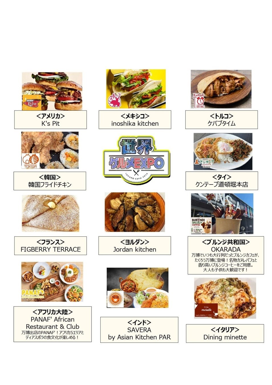 世界グルメEXPO 出店店舗