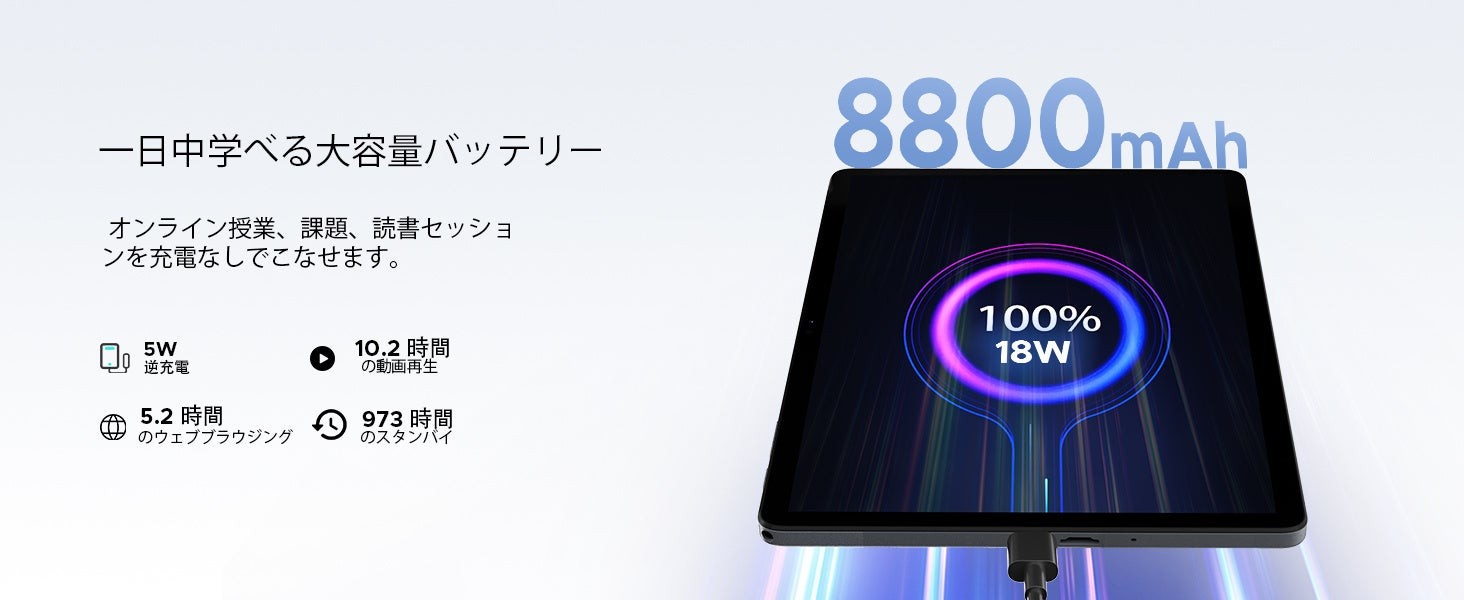 8800mAhの大容量バッテリー