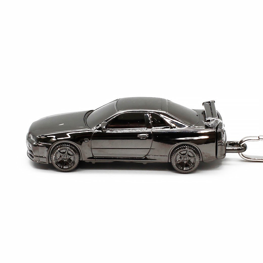 日産スカイライン GT-R(BNR34)3Dキーチェーン BLACK EDITIONの車体チャーム、サイドアングル