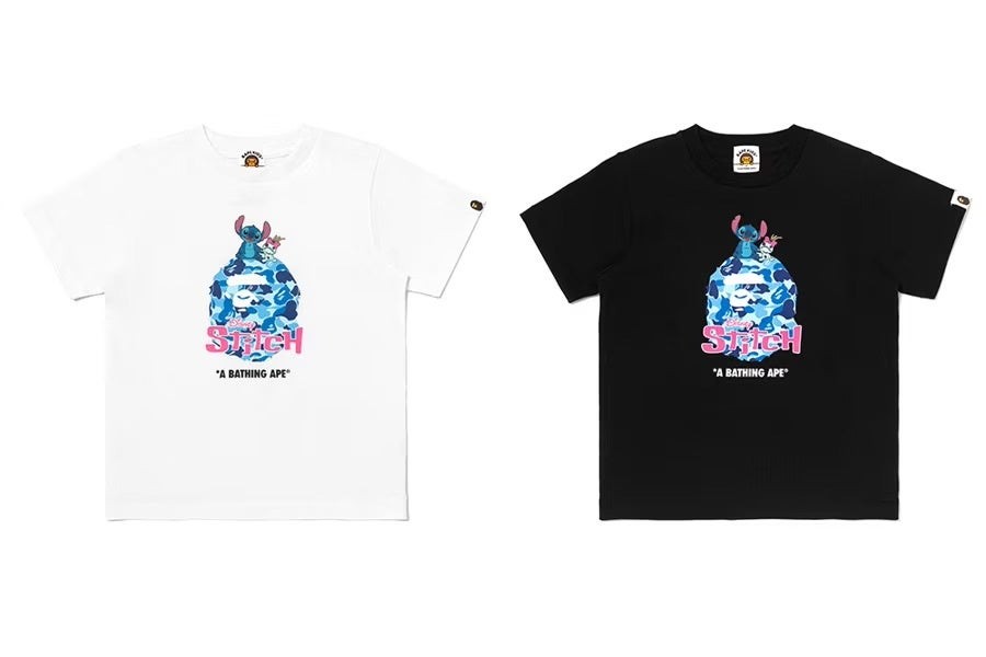 BAPE(R) X DISNEY STITCH ABC CAMO APE HEAD TEE キッズ(ホワイト・ブラック)