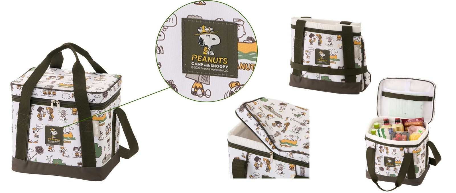 容量15Lの抗菌クーラー「SNOOPY ソフトクーラー-BG」と食材を収納した様子