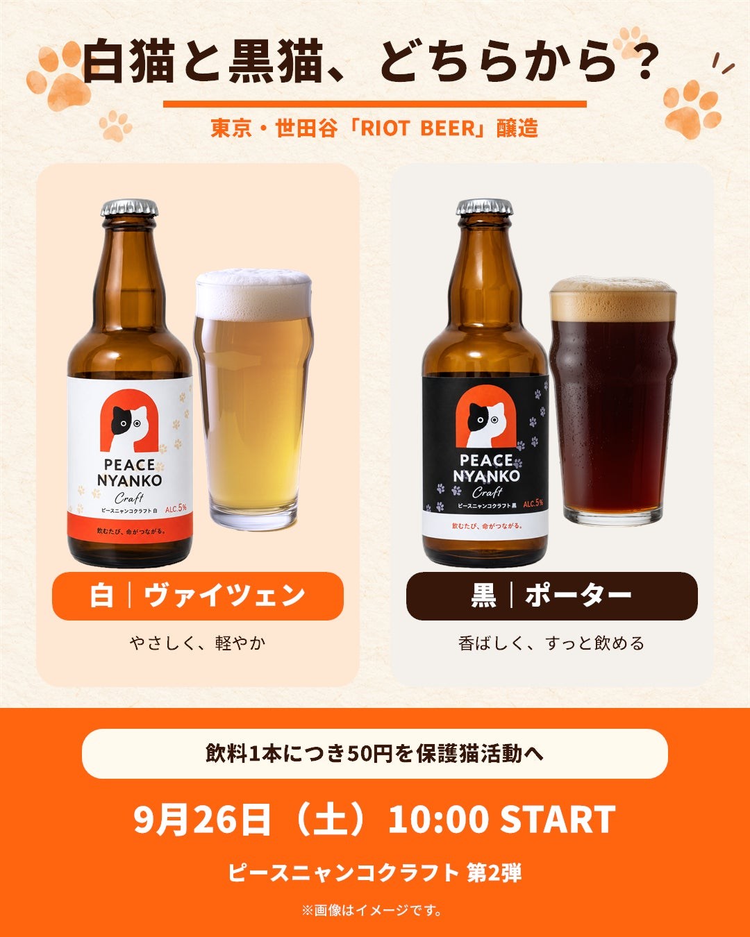 白・黒のクラフトビールの紹介