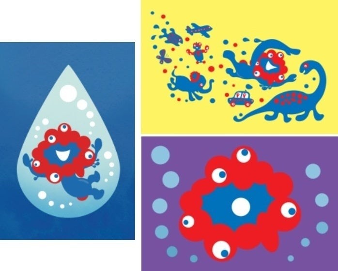絵本の特別付録であるミャクミャクオリジナルポストカードのイラスト
