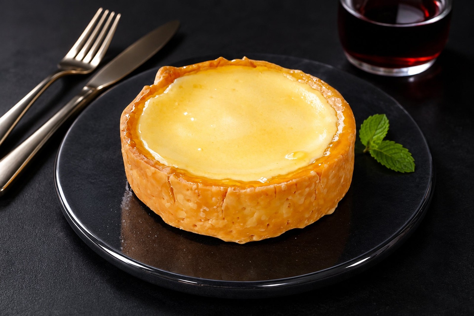 皿に盛り付けたふわとろチーズタルト