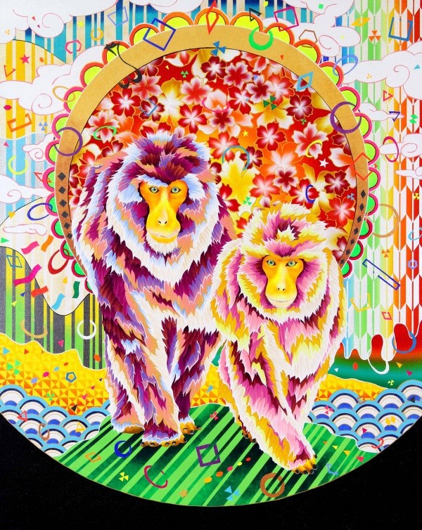 「Purple Japanese Macaque - Miyabi pattern（紫ニホンザル - 雅様式）」