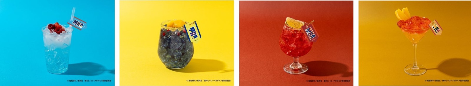 【轟焦凍】ラムネホワイトソーダ、【オールマイト】バタフライピーティー、【エンデヴァー】カシスソーダ、【ホークス】パッションフルーツドリンク