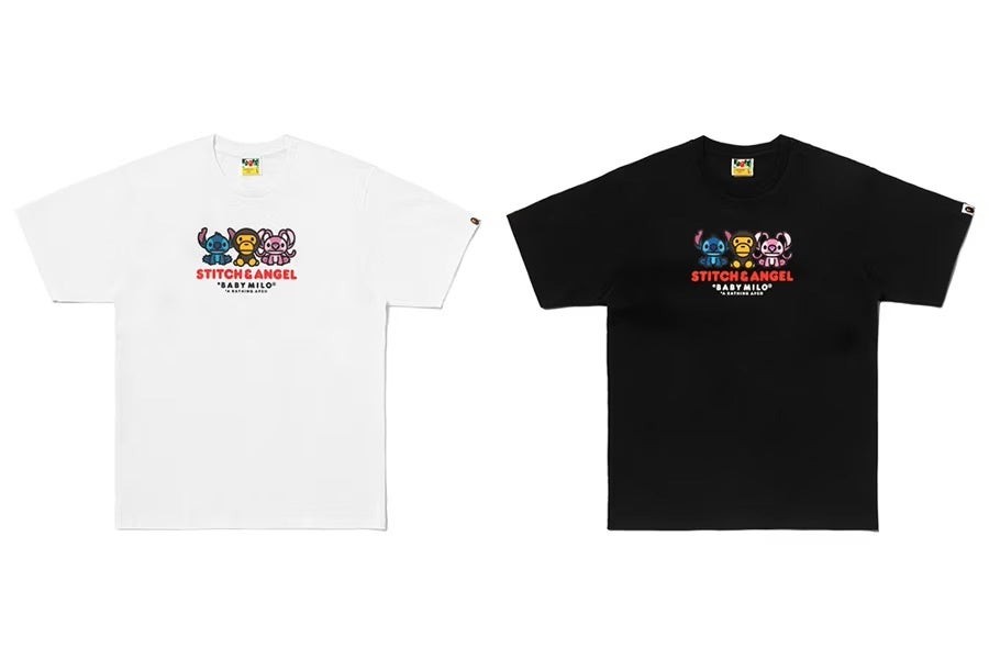 BAPE(R) X DISNEY STITCH AND ANGEL BABY MILO(R) TEE(ホワイト・ブラック)