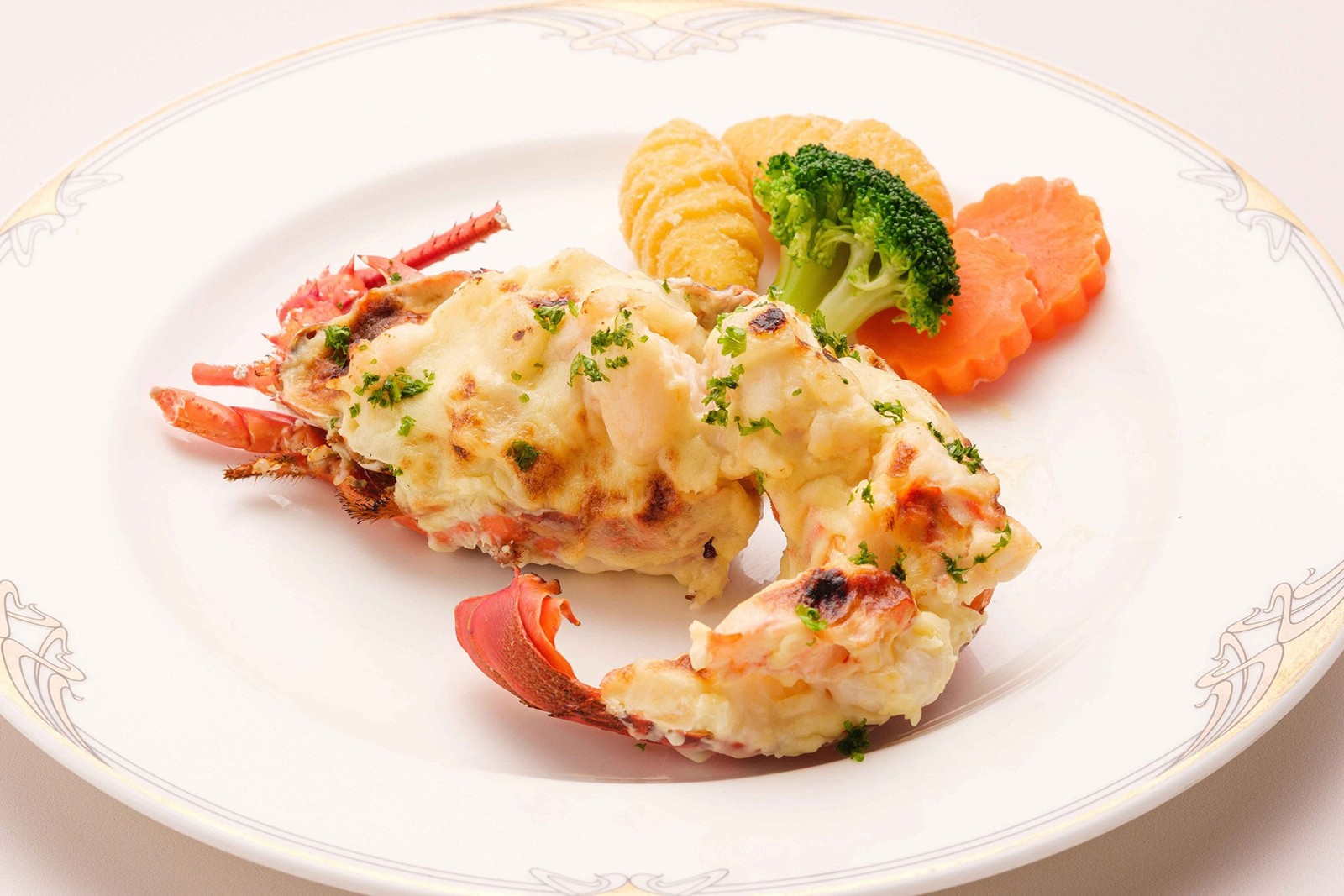 那珂湊のイセエビ ロブスターテルミドール バターライスと3種の野菜添え
