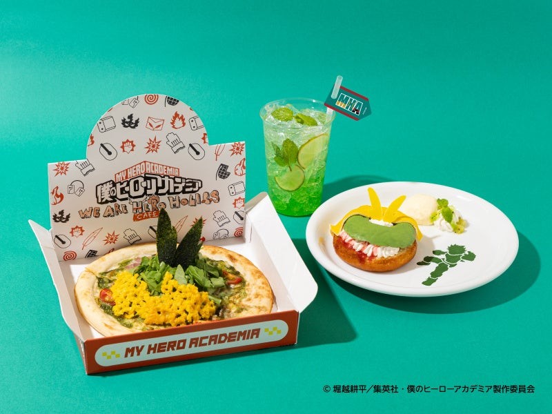 ピザとドリンク、ドーナツの組み合わせイメージ
