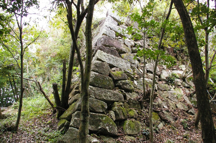 近江八幡市八幡山城跡 本丸北西隅角の石垣