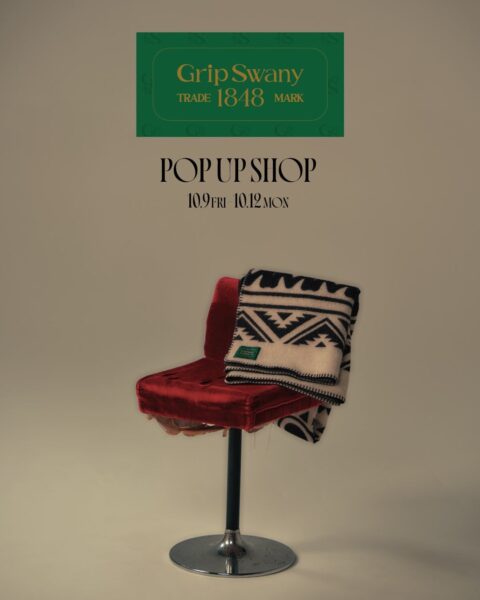 GRIP SWANY 1848 POP UP SHOPの告知画像。開催期間は10月9日から10月12日