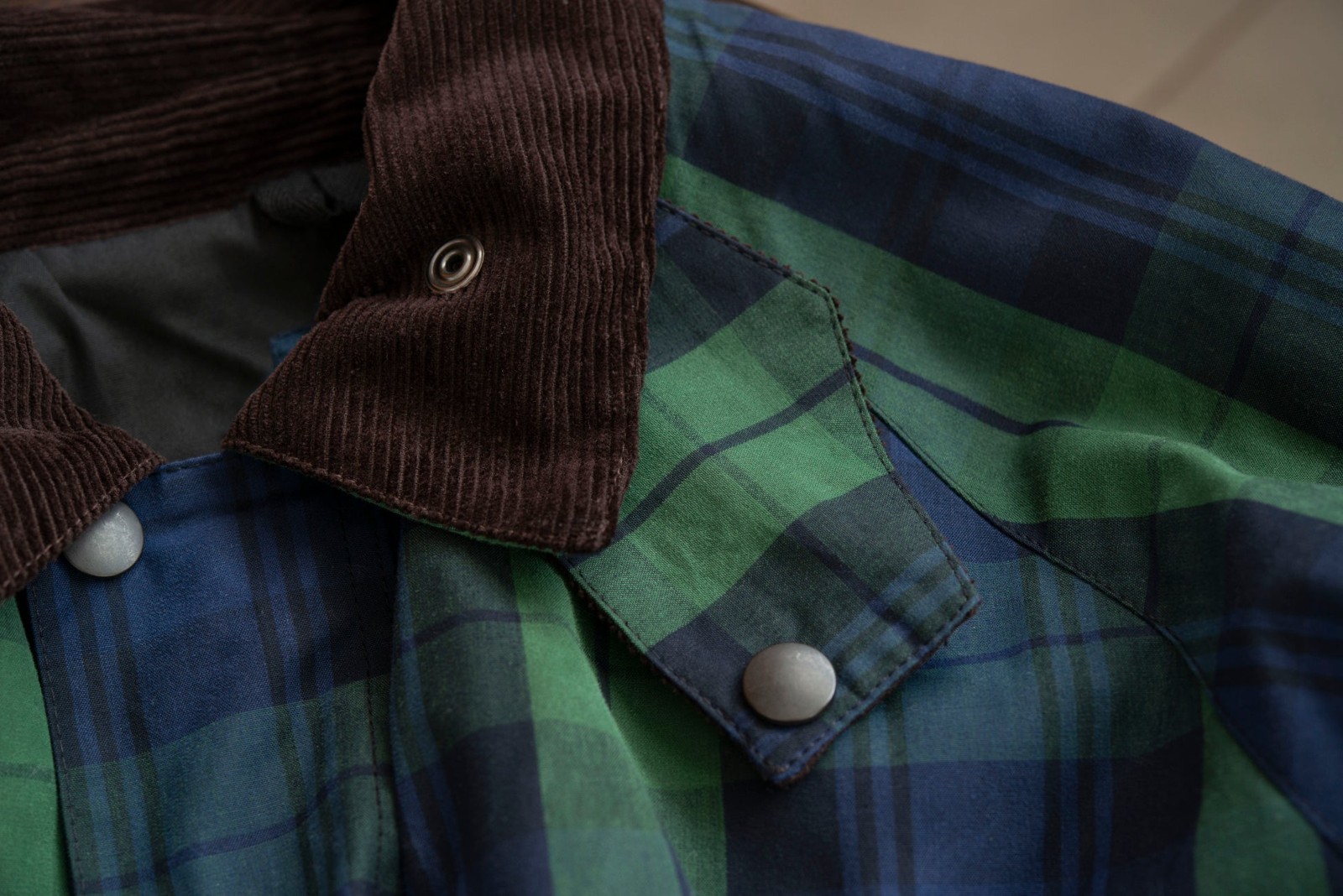 Waxed Cotton Jacket made by British Millerainの襟元