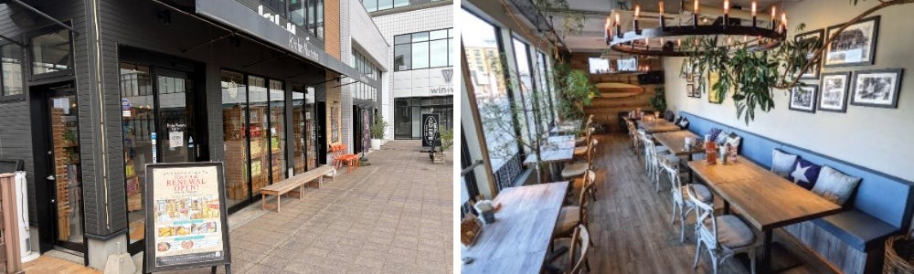 キッチンモアナイナの外観とカフェスペース