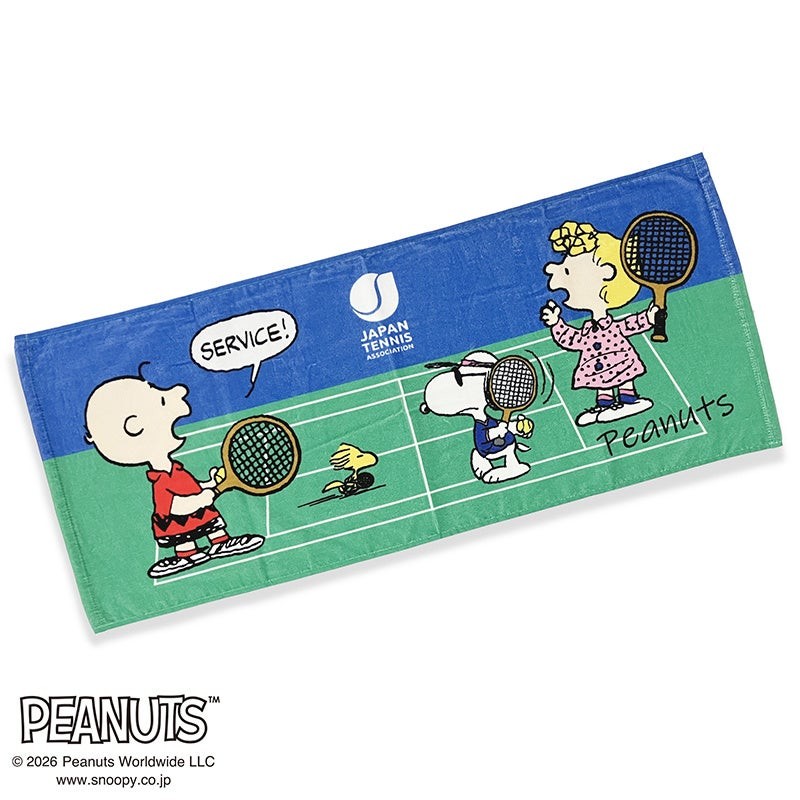 SNOOPY プリントフェイスタオル ブルー&グリーン