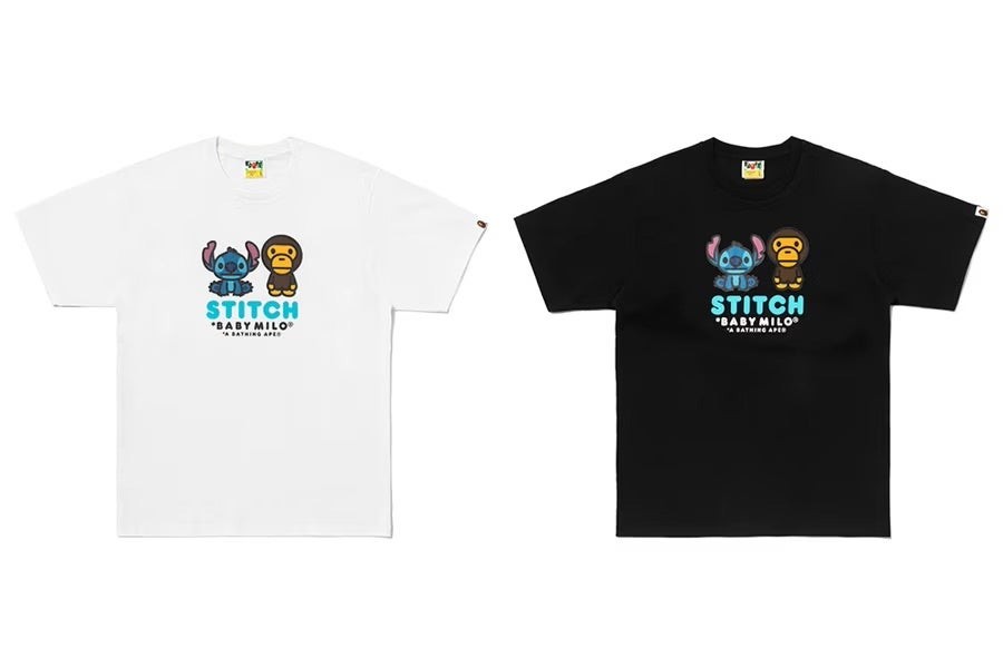 BAPE(R) X DISNEY STITCH AND BABY MILO(R) TEE(ホワイト・ブラック)