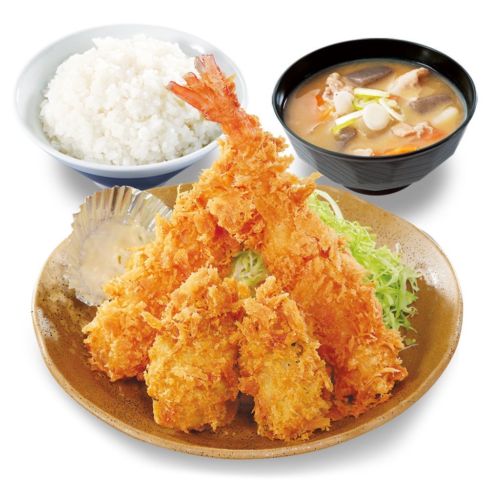 牡蠣と大海老の海鮮フライ定食(ご飯・とん汁付き)