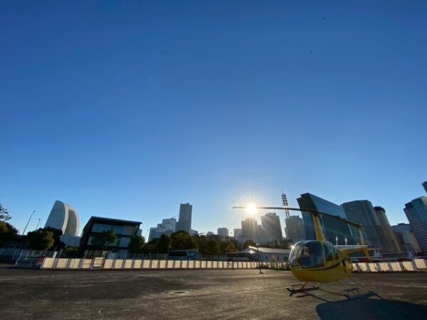 都市中心部にあるヘリポートは全国唯一