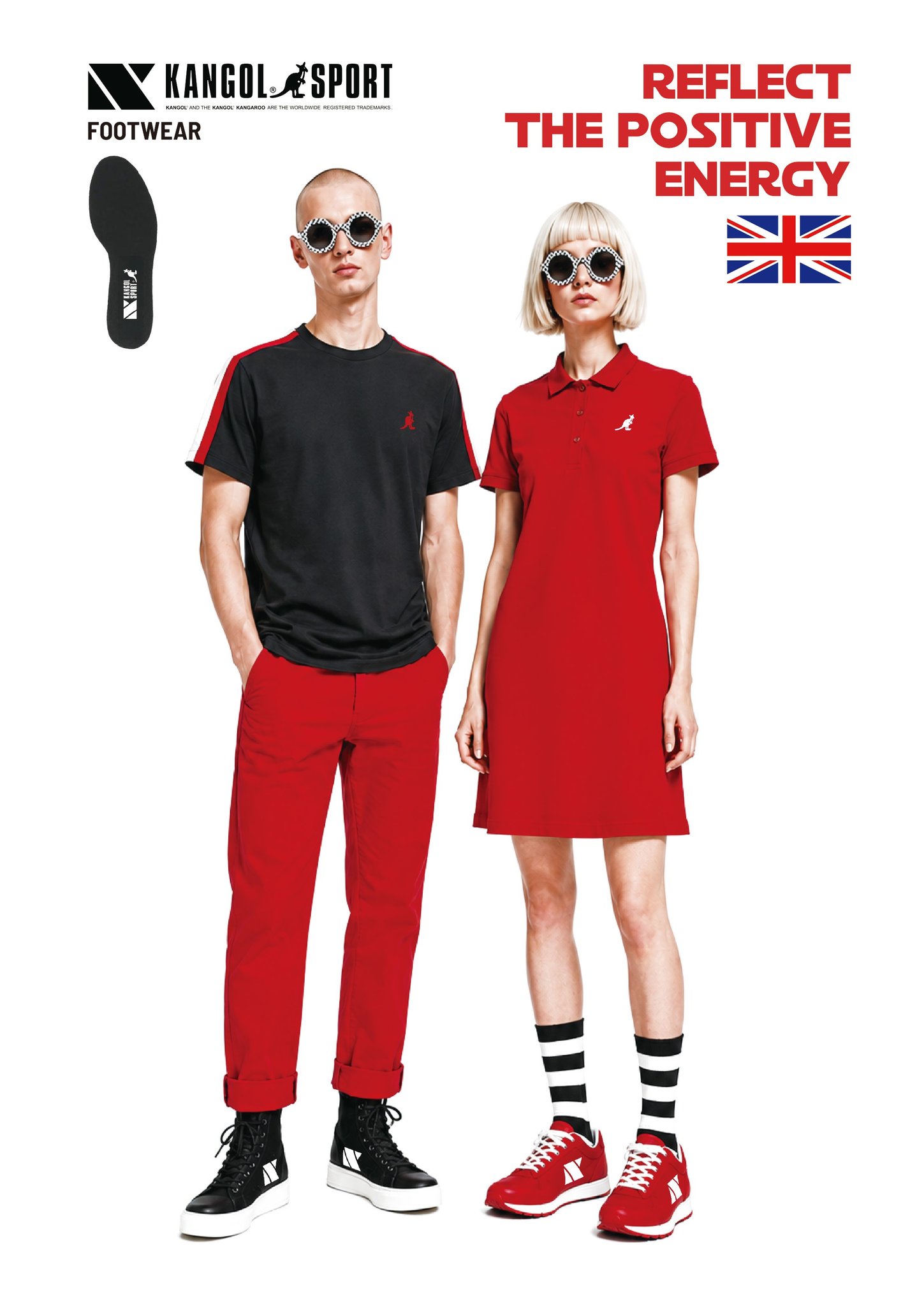 KANGOL SPORTポロシャツとスニーカーのコーディネート