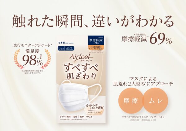 Airfeelすべすべ肌ざわり パッケージ・数値訴求