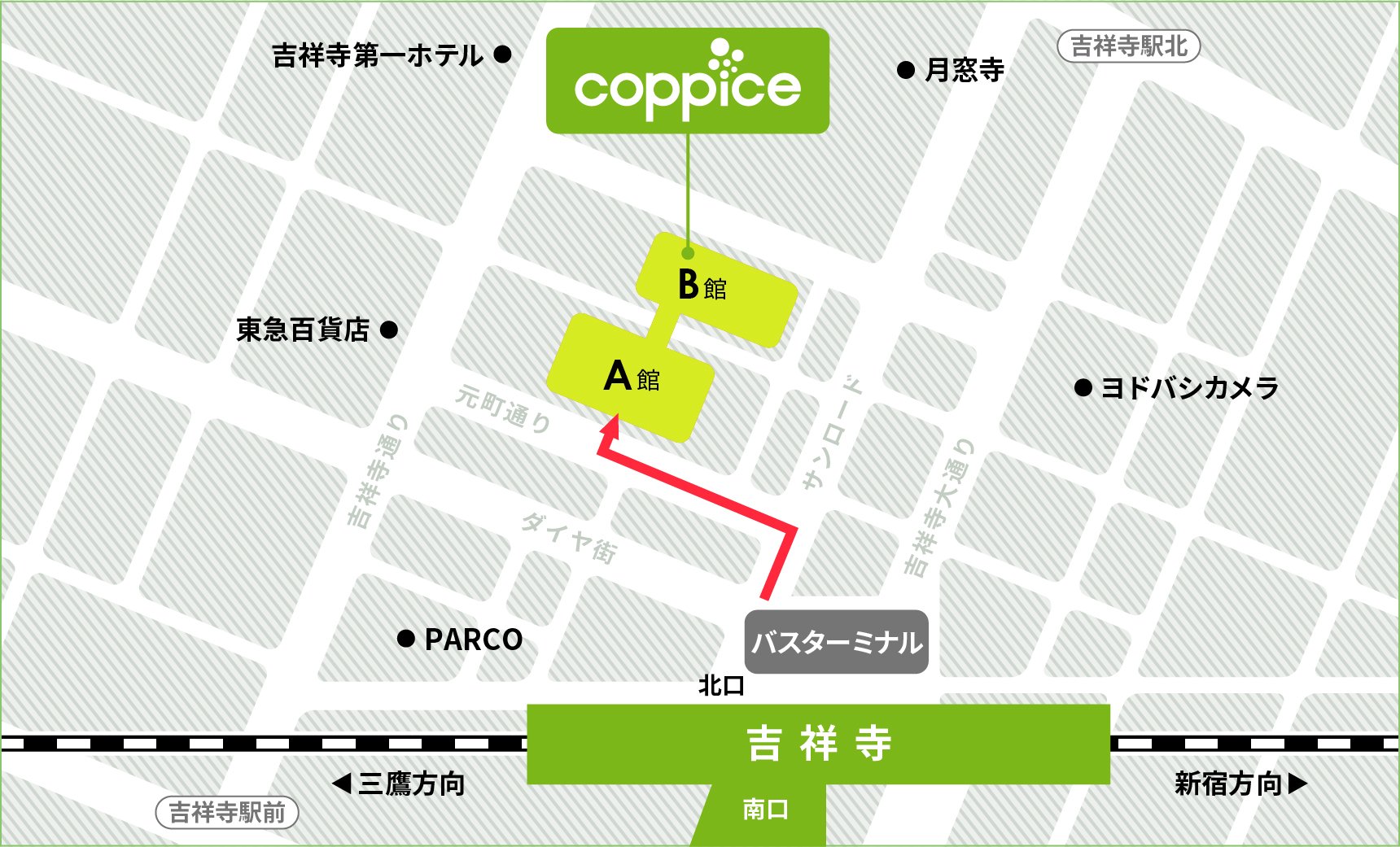 コピス吉祥寺のアクセスマップ