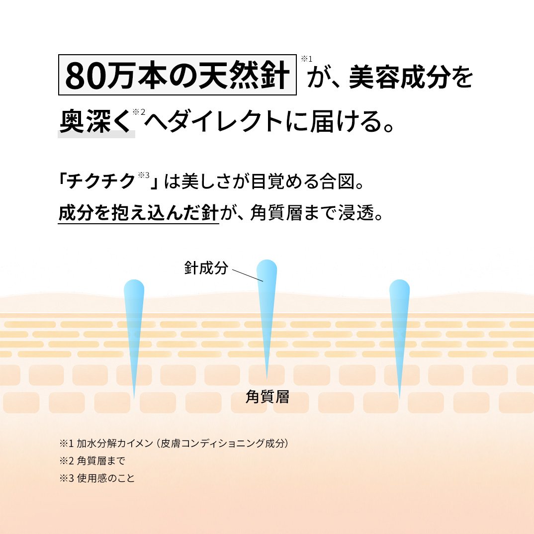 天然美容針が角質層へ浸透する仕組みの図解