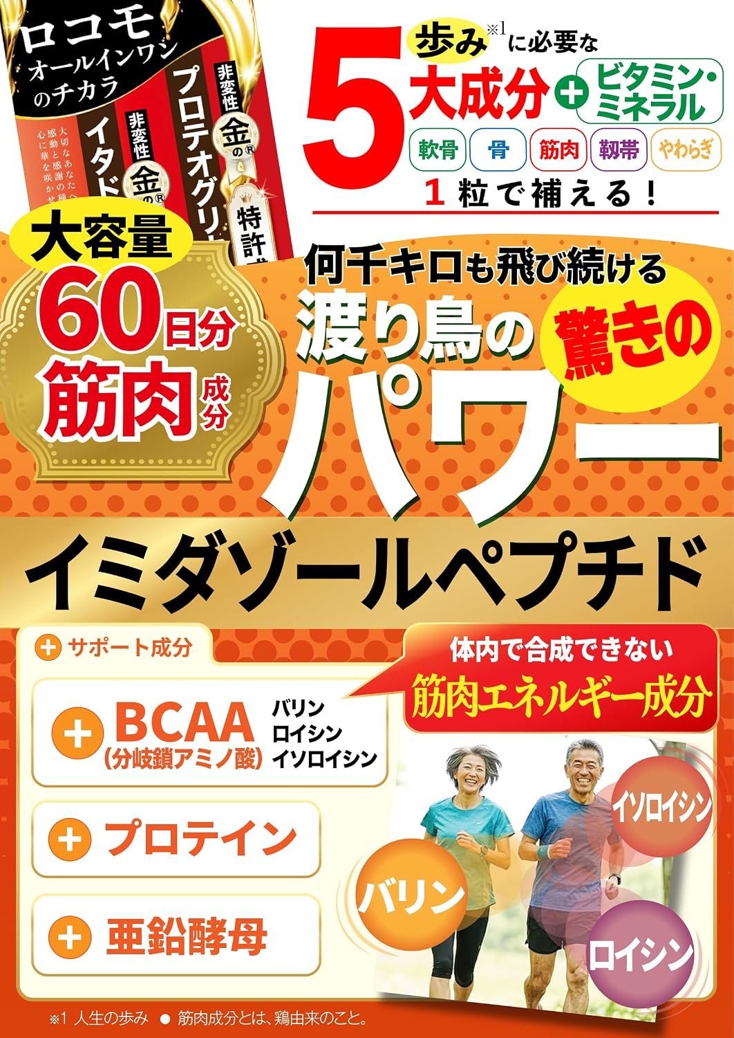 「ロコモオールインワンのチカラ」の筋肉成分イミダゾールペプチド訴求