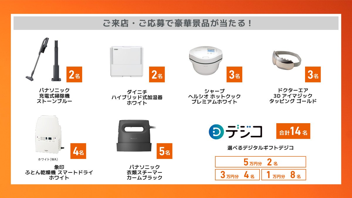 景品ラインナップの生活家電とデジタルギフト「デジコ」
