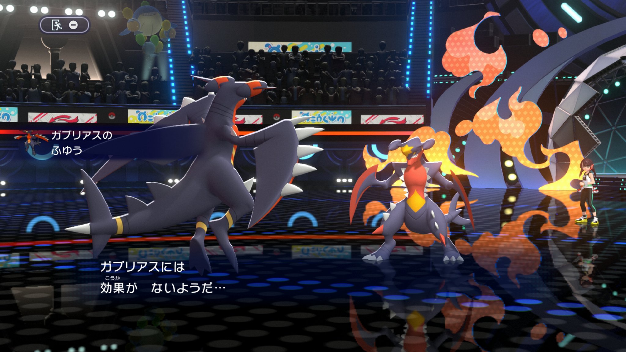 メガガブリアスＺと炎をまとったポケモンの対戦カット