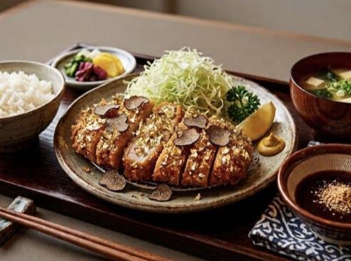 常陸の輝き黄金のロースかつ定食~金箔と黒トリュフのせ~