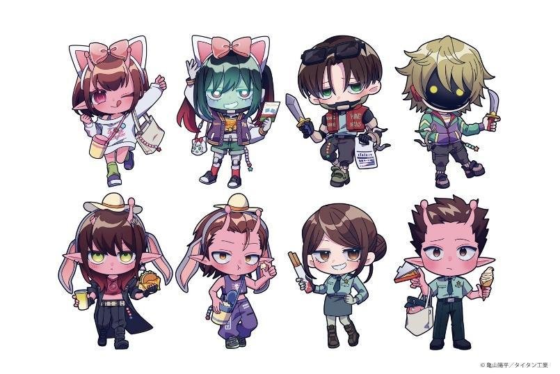 ミニキャライラスト 8人の動物風キャラクター