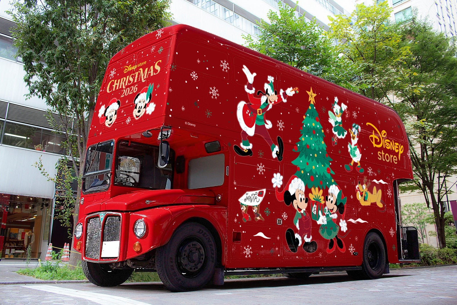 ディズニーストアのクリスマスラッピングバス