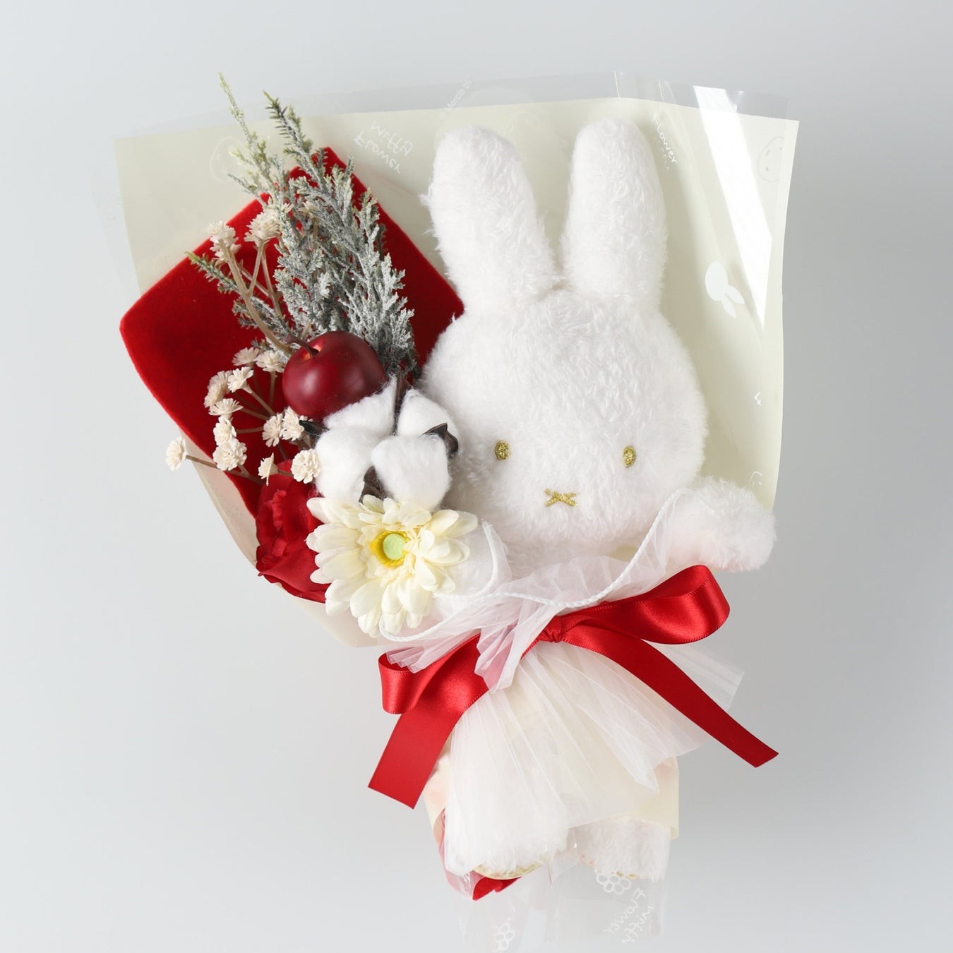 ほわほわぬいぐるみブーケ 冬りんご