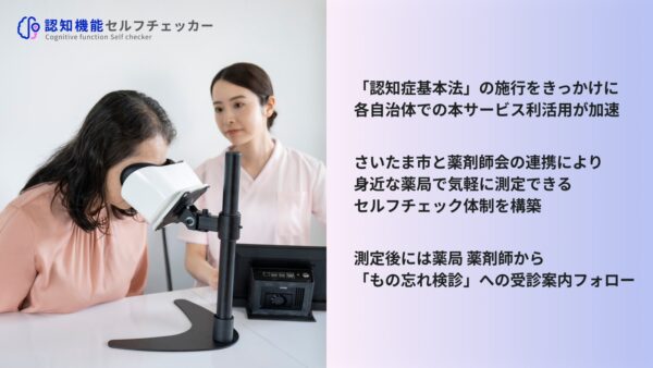 認知機能セルフチェッカーの測定イメージとさいたま市取り組み概要