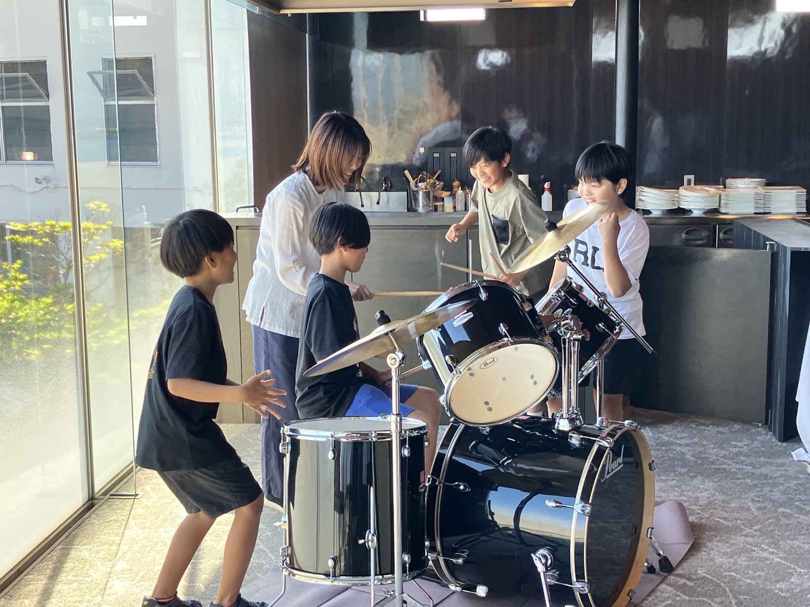 学童ホテルの楽器体験