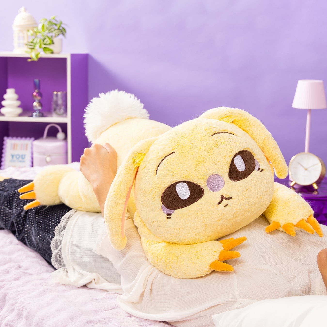 強くなったうさぎを胸にのせた様子