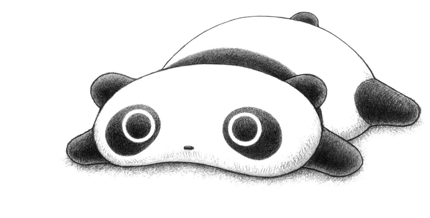 たれぱんだのモノクロイラスト