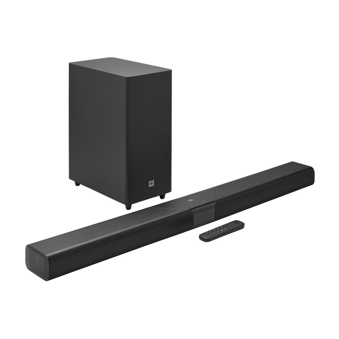 JBL CINEMA SB580MK2のサウンドバー、サブウーファー、リモコン