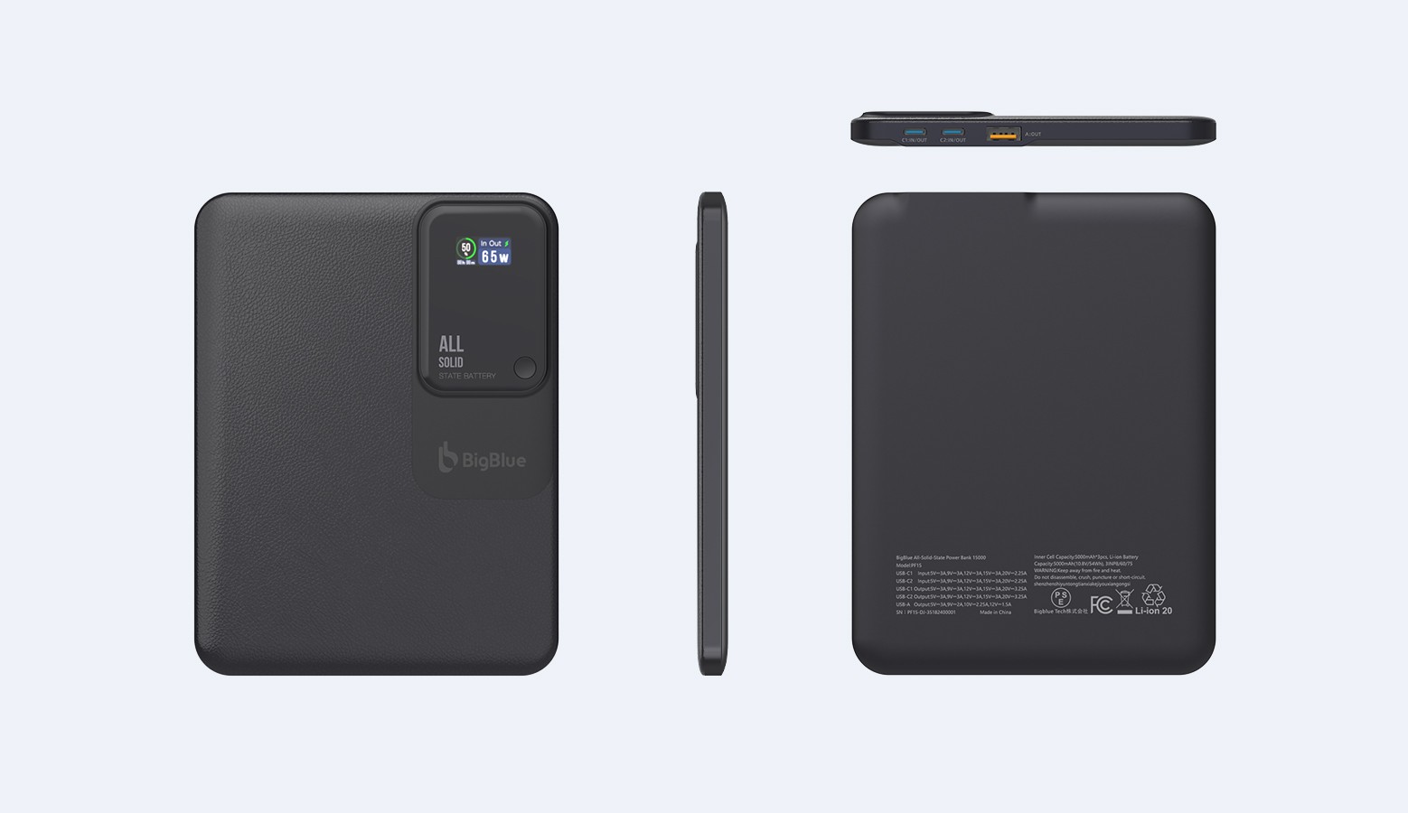 BigBlue 全固体モバイルバッテリー15000 ブラック／ブラック