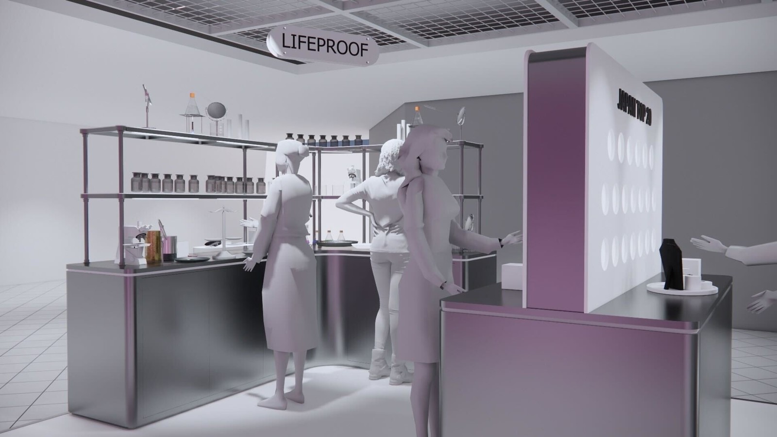 LIFEPROOFの看板とJAPAN TOP 20を配した会場CG