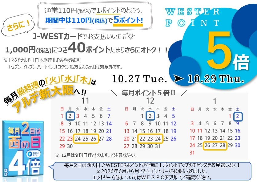 WESTERポイント5倍キャンペーン