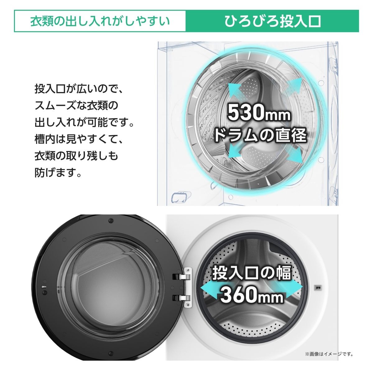 HWF-B90SS-Wのひろびろ投入口