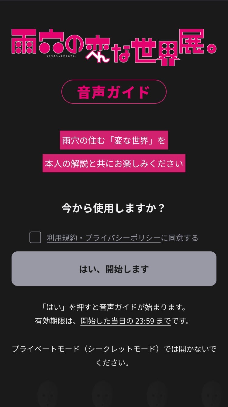 音声ガイド利用開始確認画面