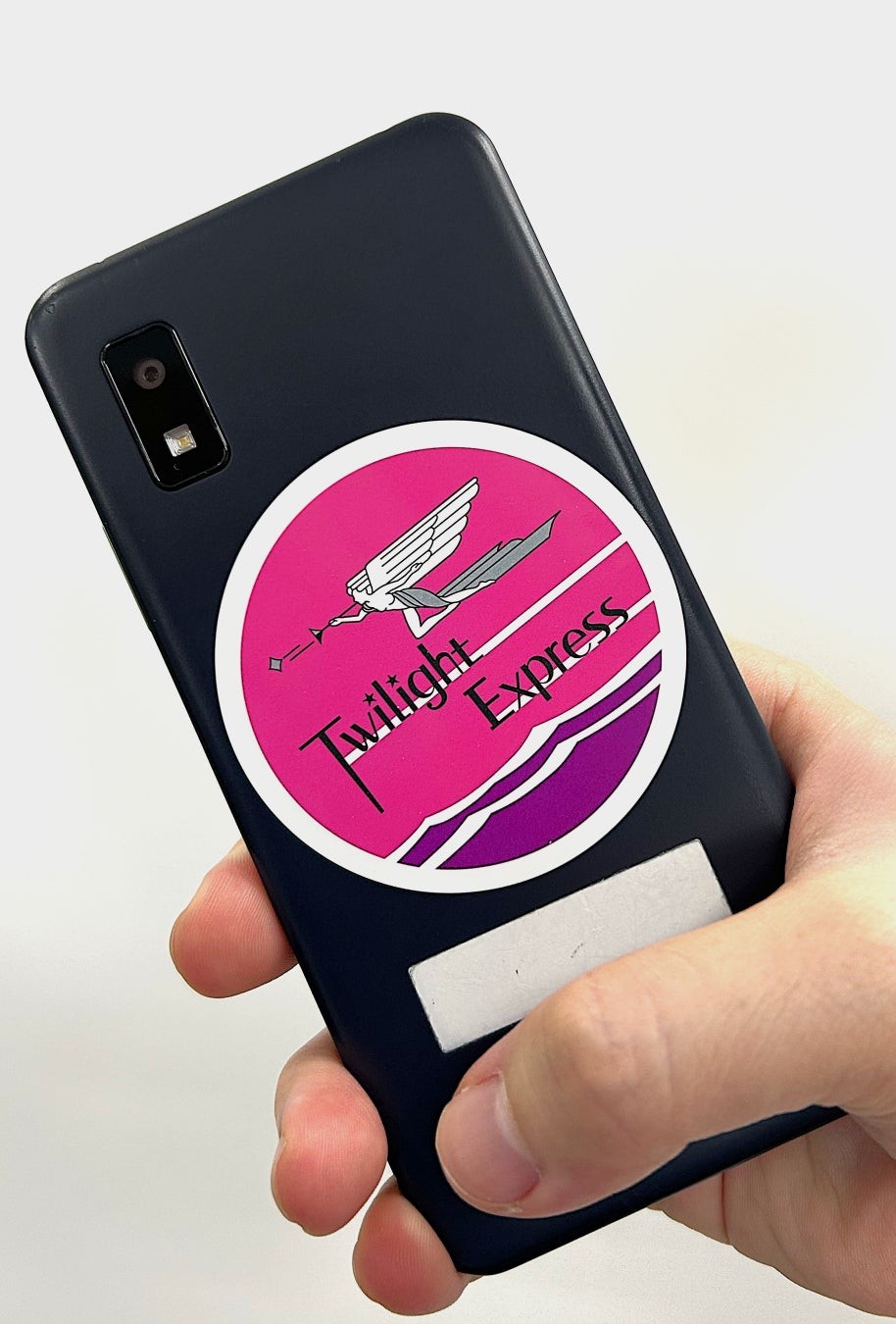 スマートフォンに貼ったトワイライトエクスプレスのヘッドマークシール
