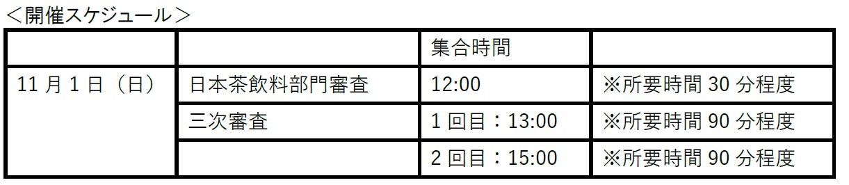 日本茶AWARD審査の集合時間