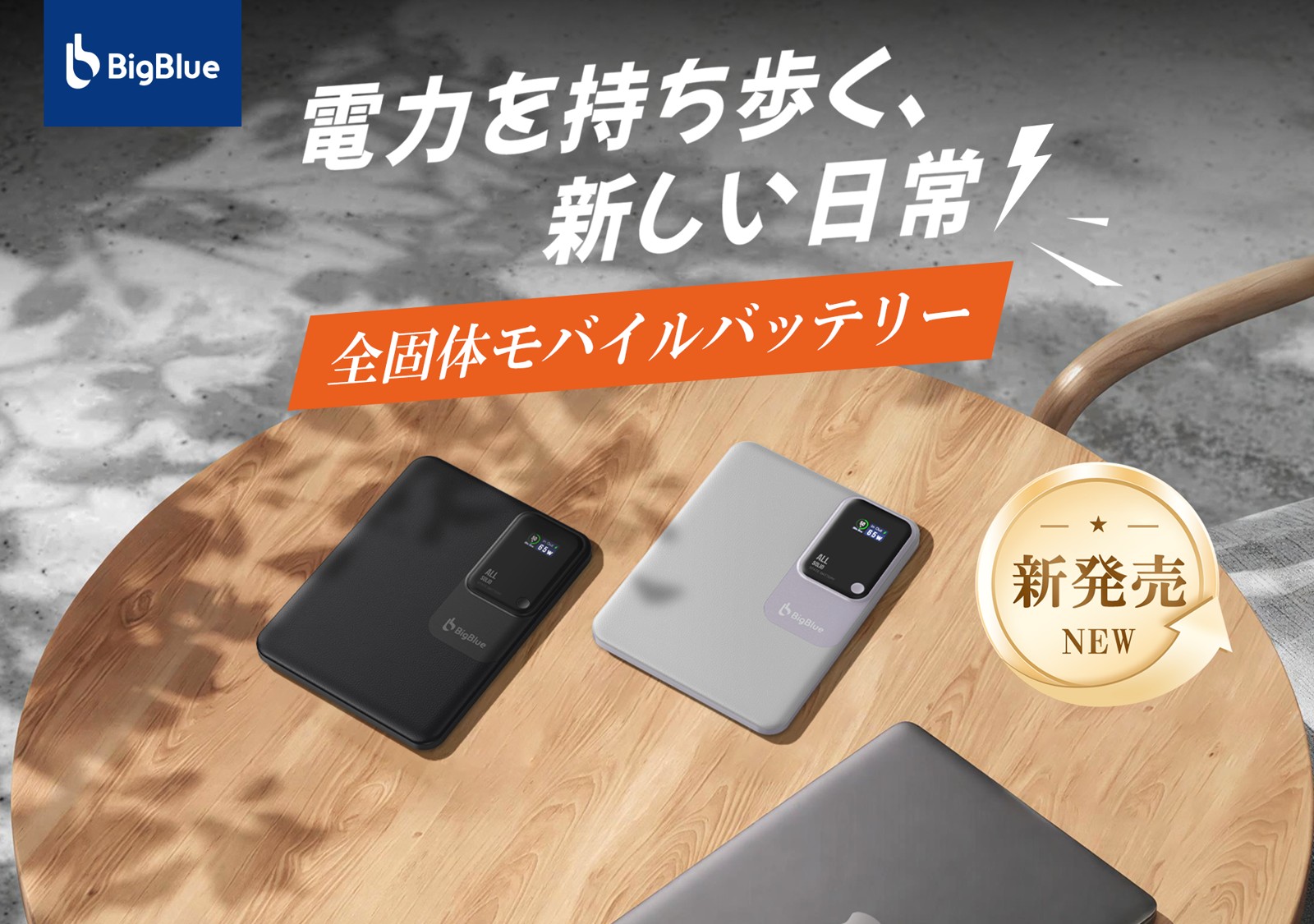 BigBlue 全固体モバイルバッテリー15000の2色の本体