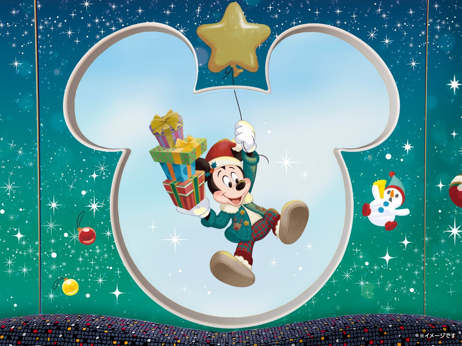 ディズニー・クリスマス・ライナーの窓のミッキーマウス
