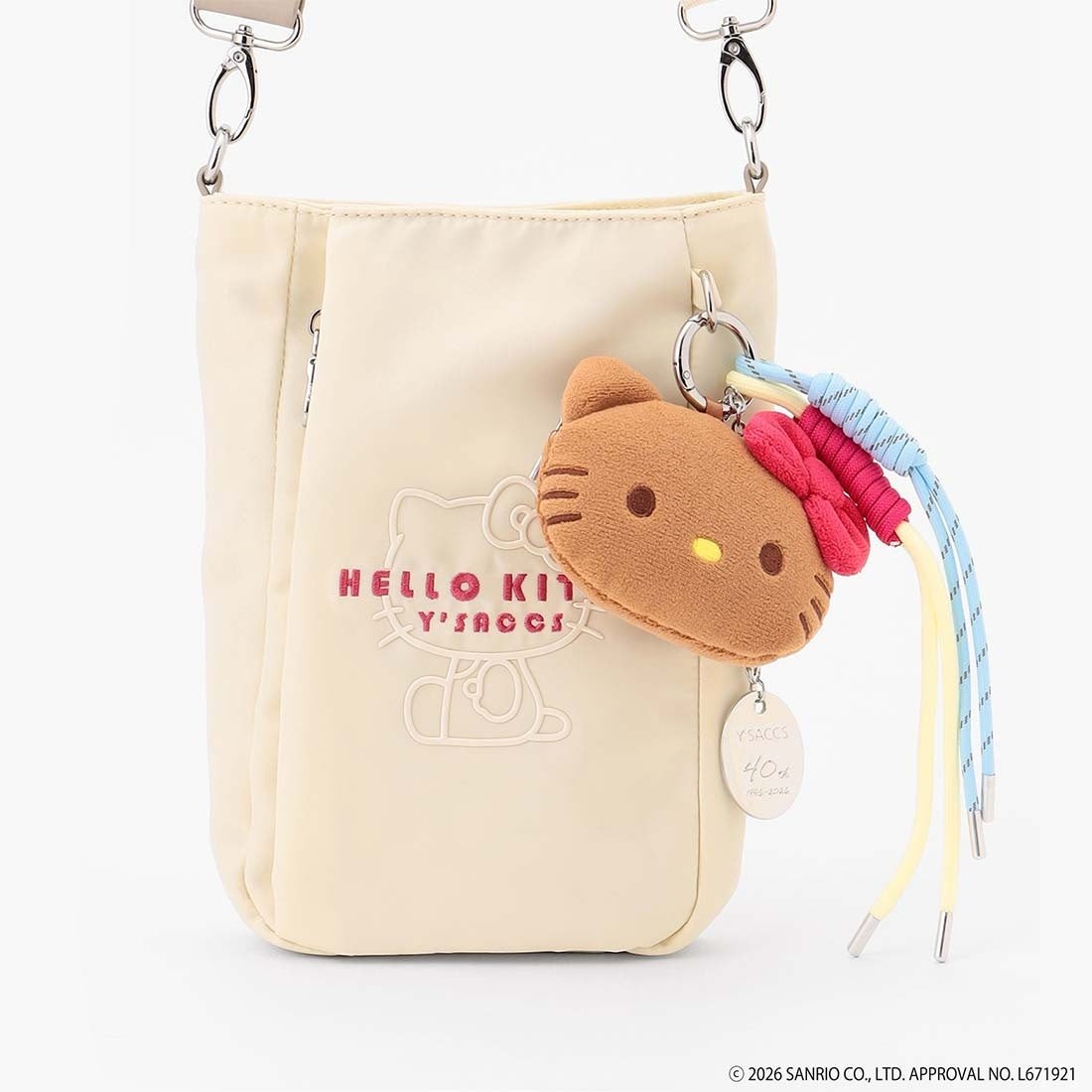 ハローキティ フェイスポーチ付きポシェット アイボリー
