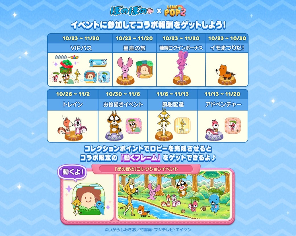 『ぼのぼの』コラボのイベント報酬一覧