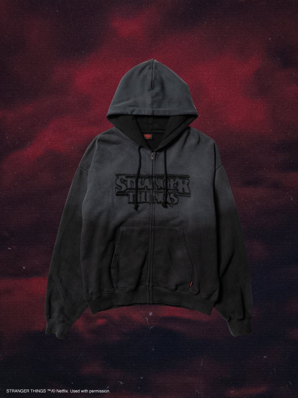 Faded Full-Zip Hoodie BLACK