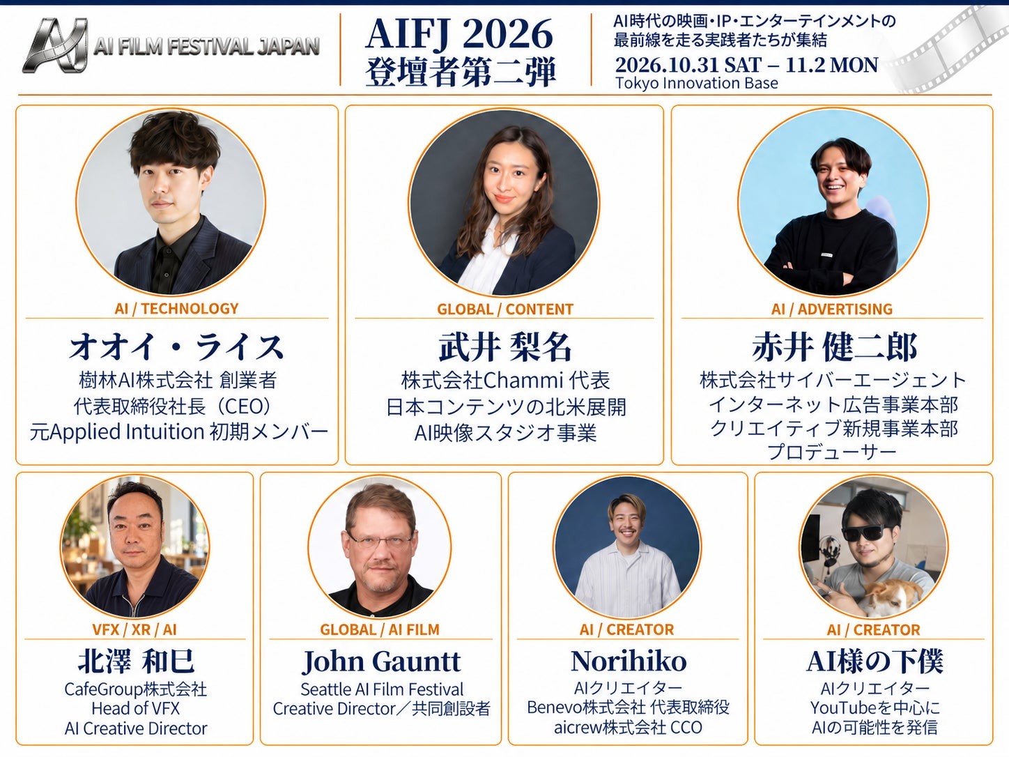 AIFJ 2026 登壇者第二弾 オオイ・ライス、武井梨名ほか